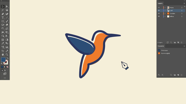 Minimalist flying hummingbird vector logo icon modern colibri bird graphic illustration
