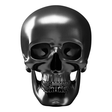 Y2K Cyberpunk 3D Chrome Metallic Skull Graphic Illustration