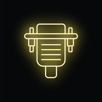 Jackhammer machine icon glowing yellow neon on a black background