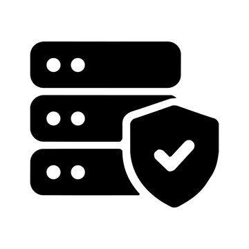 Secure Server Database Icon for Data Protection and Cybersecurity Web Interface Design
