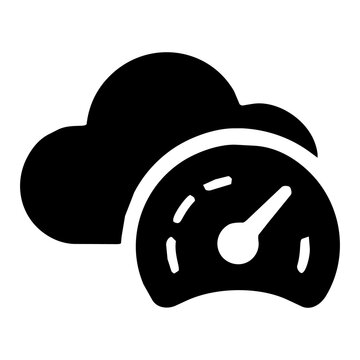 Cloud computing speed test icon representing fast network performance and data transfer