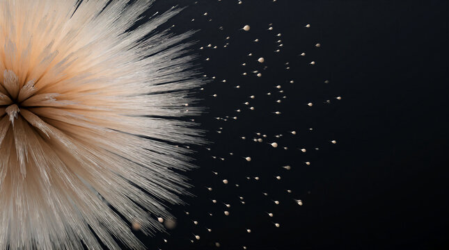Cape-fern crystal, geometric leptopteris spore with fiber-optic African structures releasing in discharge with trail streaks.