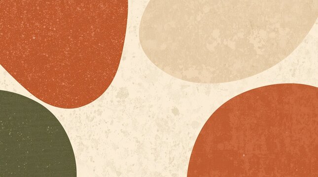 overlapping organic shapes in earthy tones like terracotta