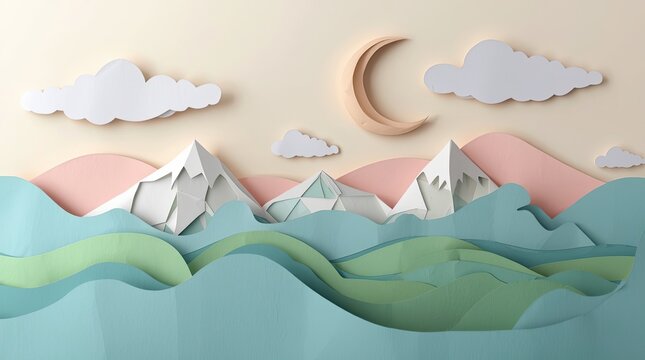 3D paper-cut landscape