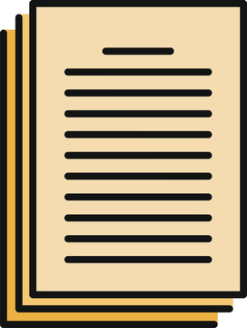 Stack of paper documents with text lines, symbolizing files and data storage