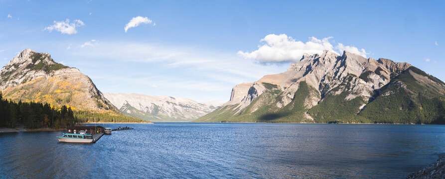 Rippled river and tranquil mountains in national park