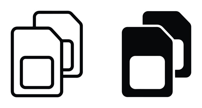 SIM Card Icons, Mobile Phone Chip Vector Set, Digital Connectivity Graphics
