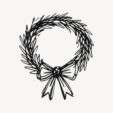 Elegant hand-drawn wreath illustration.