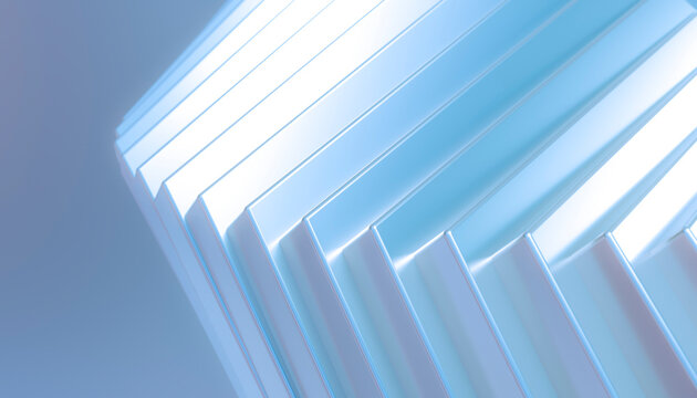Abstract geometric layer displays luminous edge in blue light