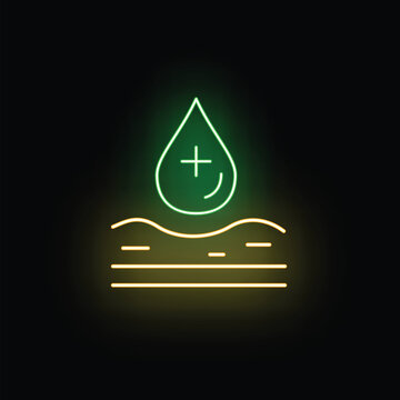 Drop with plus symbol falling on skin layers, representing hydration and health