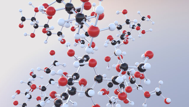 Molecular structure, grape sugar, molecular, 3D-Rendering