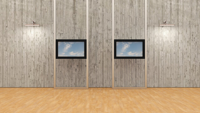 Training room with two monitors, 3D Rendering