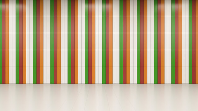 Wall of an empty room with colorful panels, 3D Rendering