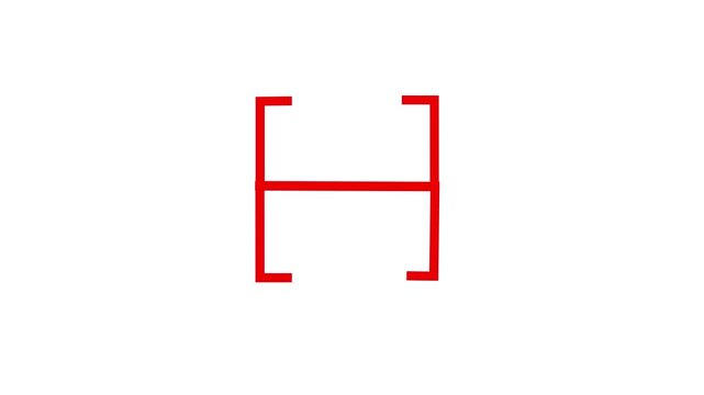 Brackets symbol rendered in a bold red outline provides a clean visual element for typography layouts.