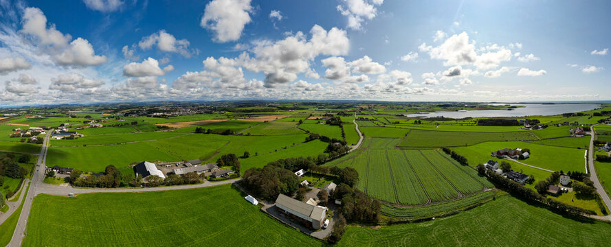 Panoramic View of Coastal Farmland in J&aelig;ren, Norway