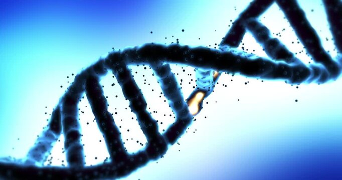 3d animation of mutated dna helix rotation for medical science research. Science and Medical Concept.