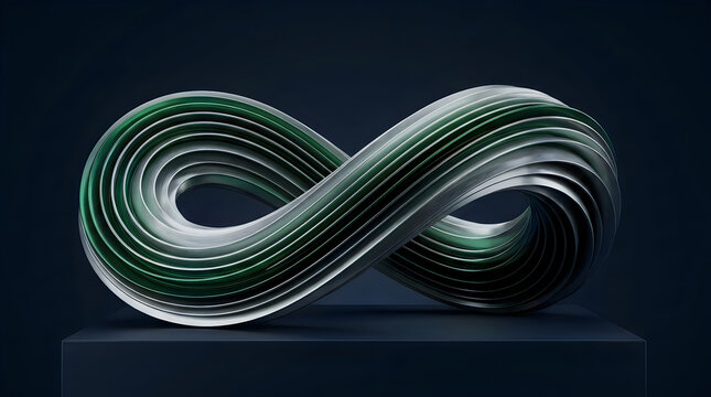 Brushed Aluminum Infinity Ribbon Sculpture, Abstract Symbol of Endless Possibilities