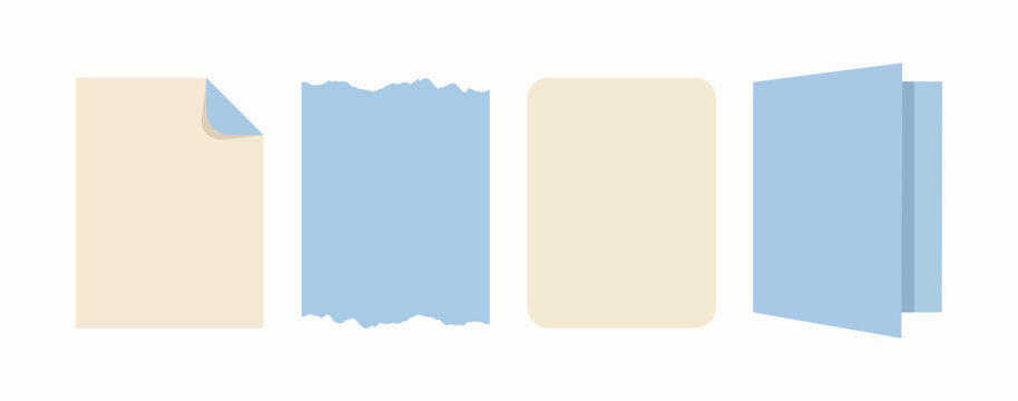 Diverse paper and page types illustrated in a minimalist style for design assets