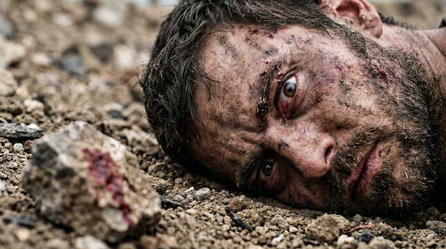 The Apostle Paul, having been stoned and left for dead outside Lystra, miraculously opening his eyes as disciples gather around him