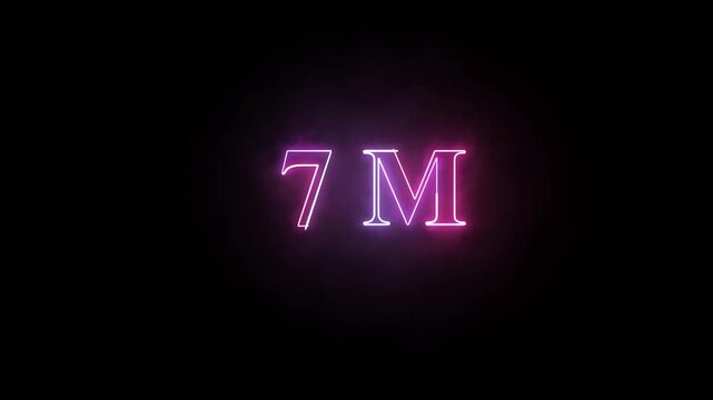 7M Neon Text Sign Glowing Animation on Black Background