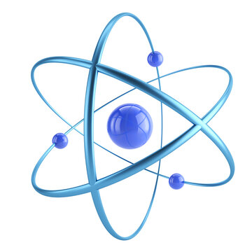 Atom 3d icon. Science, Quantum Physics concept - Molecule symbol or atom symbol isolated on white - 3d illustration