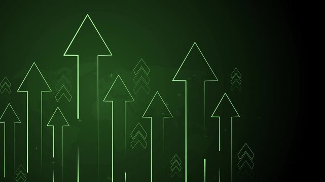 Abstract background upward arrows and line icons animation, symbolizing growth progress success and business direction