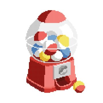 Colorful Gumball Vending Machine Pixel Art Illustration