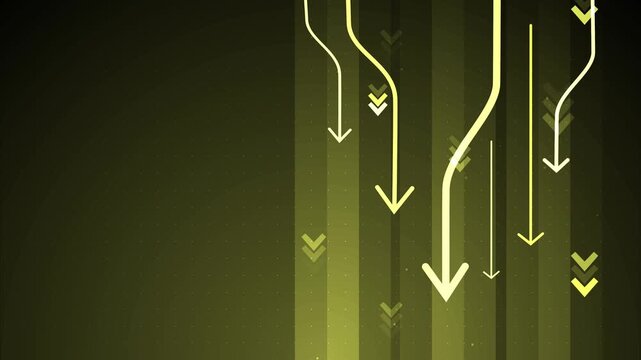 Abstract background with downward arrows and vertical lines, showing decline movement and data flow animation