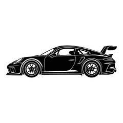Fototapeta premium High performance sports car silhouette in black with outline aerodynamic design wing exposed wheels