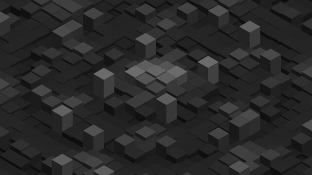 Abstract isometric 3D dark gear mechanism animation. Dark futuristic isometric machinery animation