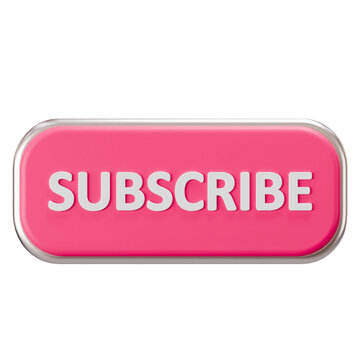3D Pink Subscribe Button with Metal Frame and White Text