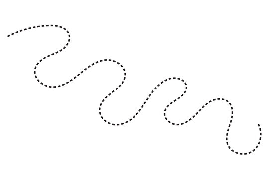 Wavy dashed line trail graphic with wavy path dotted trail black line curved line graphic element abstract shape design icon line art
