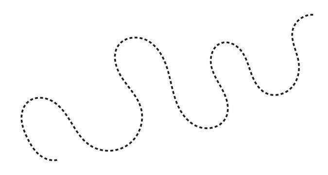 Wavy dotted line path with multiple curves on white background curved path wave pattern design element dashed line graphic asset