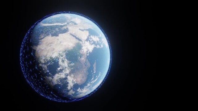 Global Security planet earth 3d animation with protective shield around the globe