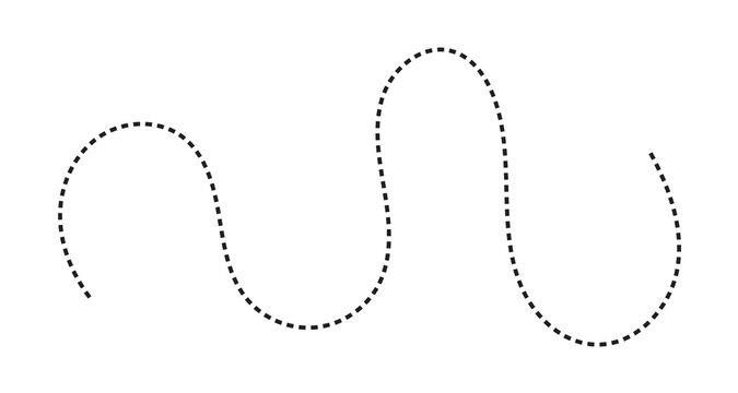 Smooth sinusoidal dashed line wave with wavy line dotted line curved line graphic element abstract pattern divider line simple design