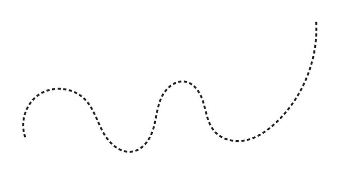 Abstract wavy dashed line path with dotted line curved line graphic element abstract pattern divider line simple design vector illustr
