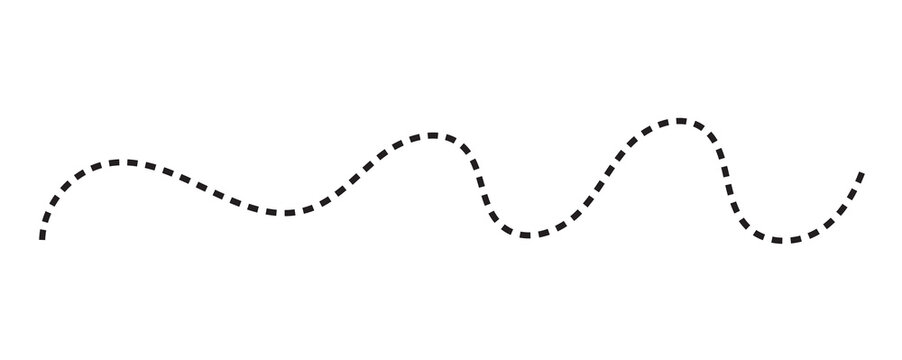 Decorative dashed wavy line with multiple rhythmic curves dotted line wave pattern black curve graphic element design element line art