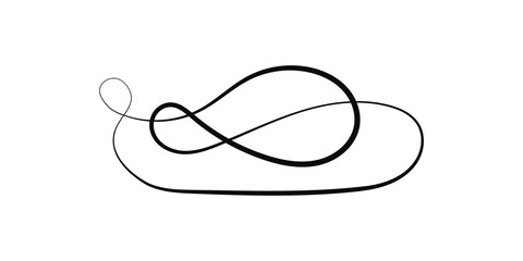 Obraz premium Minimalist continuous line art swirl transparent PNG. Modern abstract black hand-drawn loop and curvy elegant flourish element for digital design