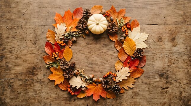 Autumn wreath with dried flowers and candle