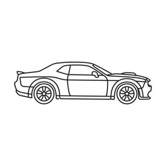 Fototapeta premium Classic sports car silhouette in simple line drawing style with outlines sleek sports outline only
