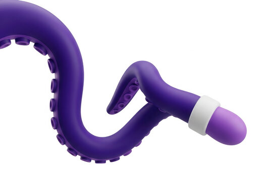 Tentacule violet stylis&eacute; avec anneau blanc sur fond blanc
