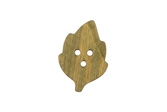 Bouton en bois en forme de feuille
