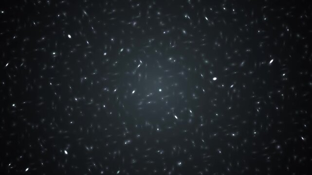 Falling snow particles dark background abstract winter weather motion graphic animation loop for overlay effect or atmospheric visual element in a cold environment