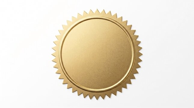 Empty gold serrated seal or badge representing quality, guarantee, and certification.