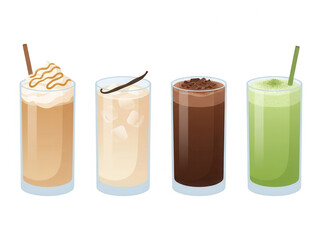Fototapeta premium Ensemble de boissons glacées et cafés frappés