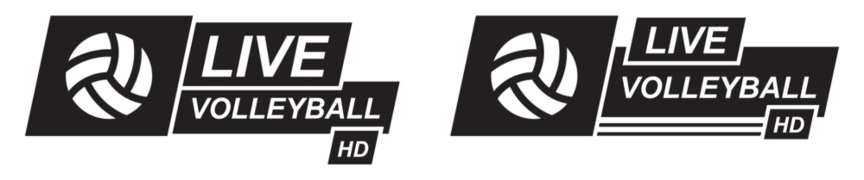 Volleyball live streaming label icon illustration