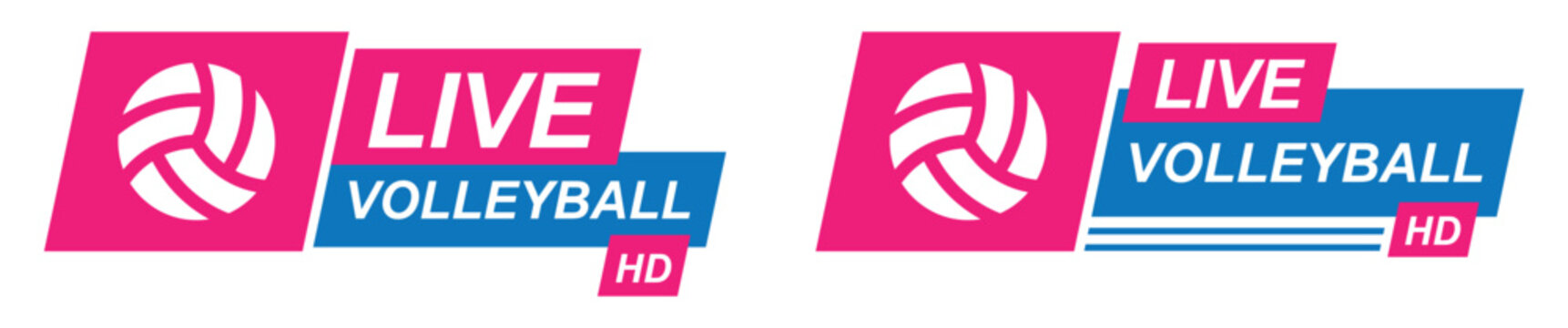 Volleyball live streaming label icon illustration