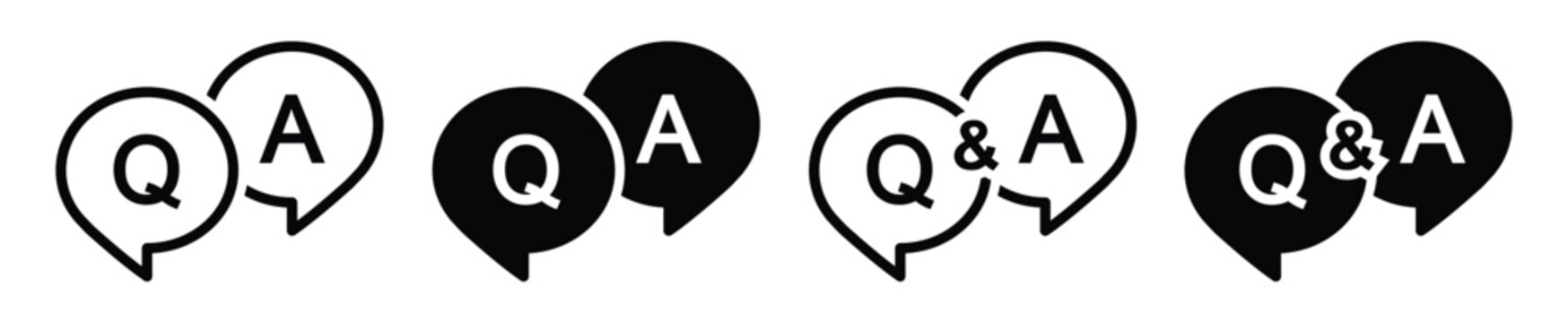 Q&A talk bubble icon illustration