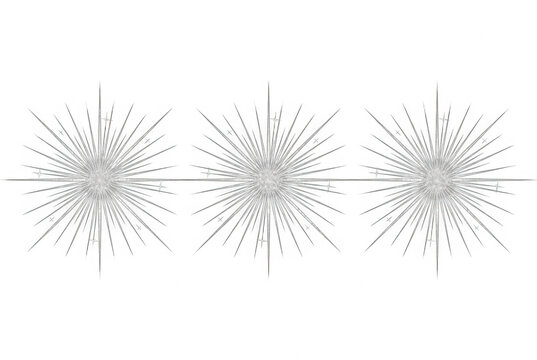 Trois &eacute;toiles scintillantes graphiques sur fond blanc