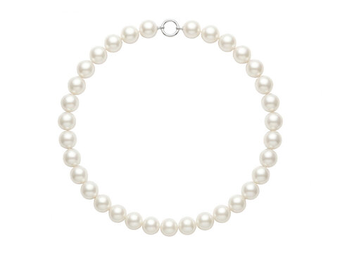 Collier de perles blanches classique sur fond blanc